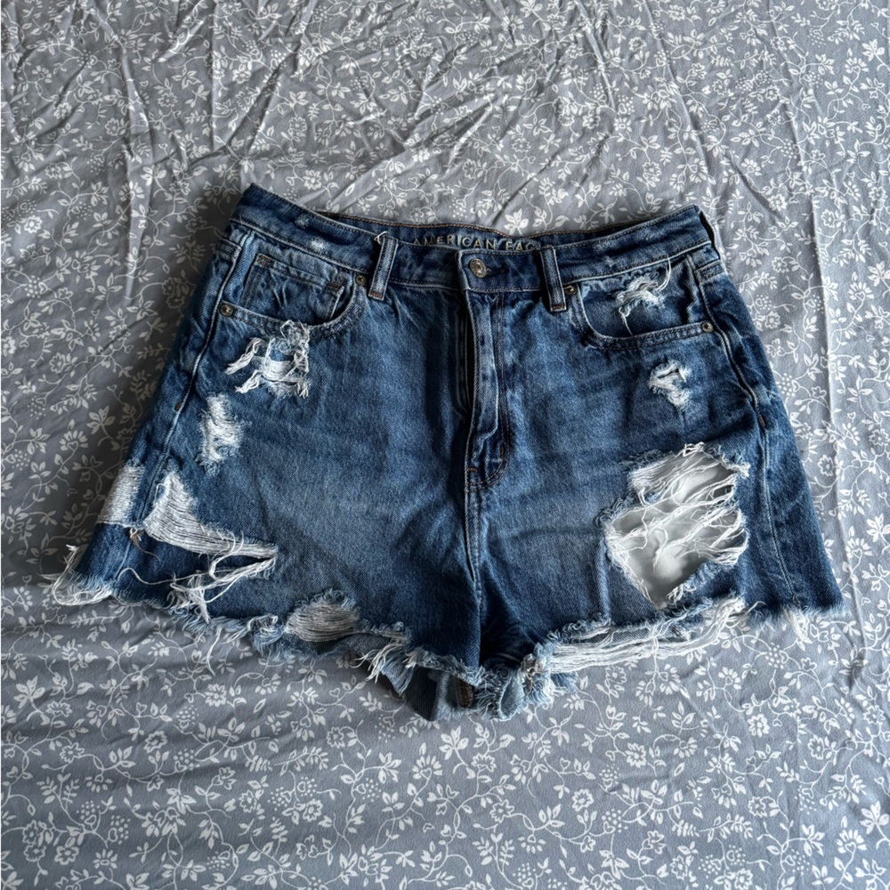 American Eagle Blue Distressed Jean Shorts